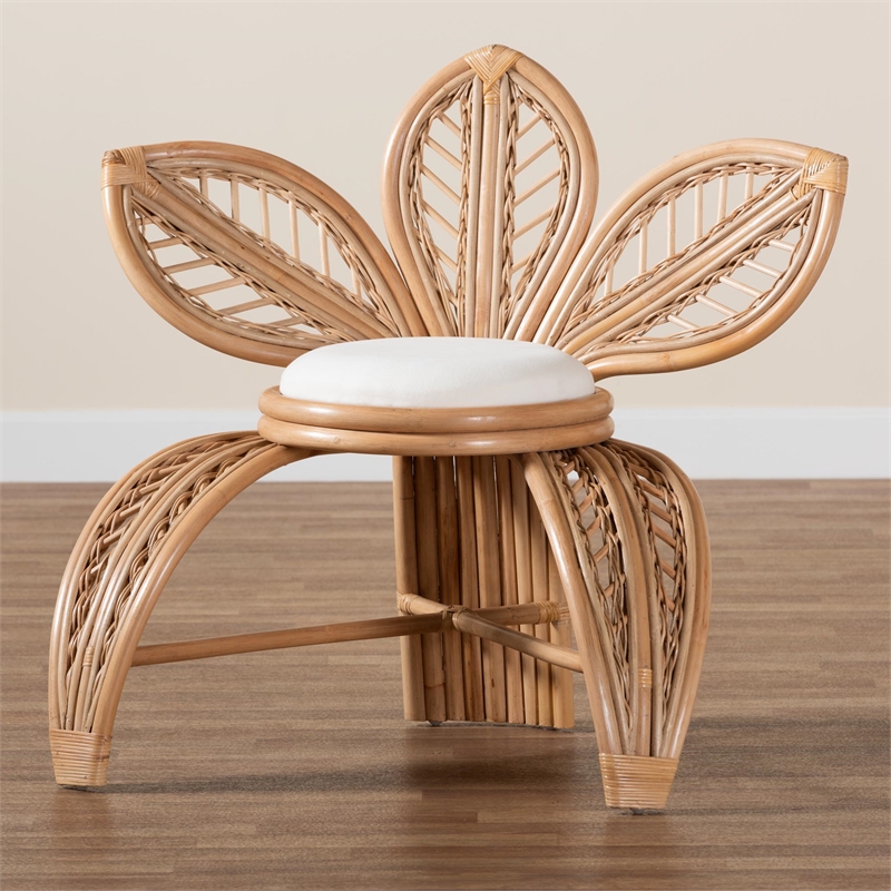 bali & pari Gresham Modern Natural Rattan Leaf Accent Chair in Brown