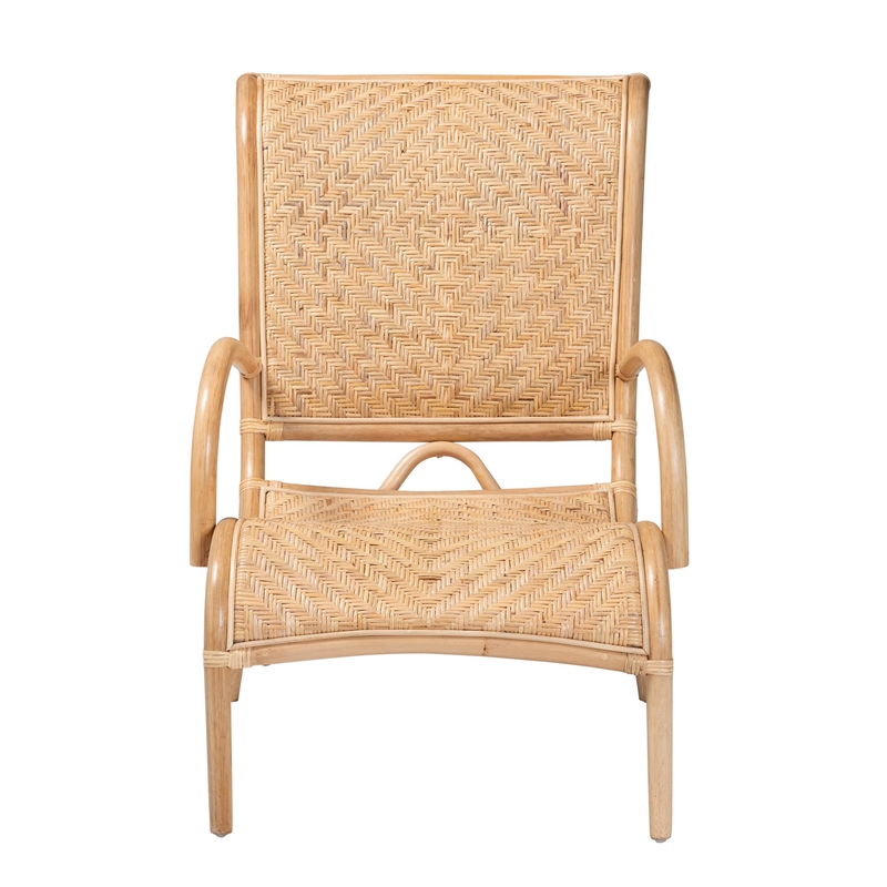 bali & pari Madura Modern Rattan Lounge Chair in Natural Brown