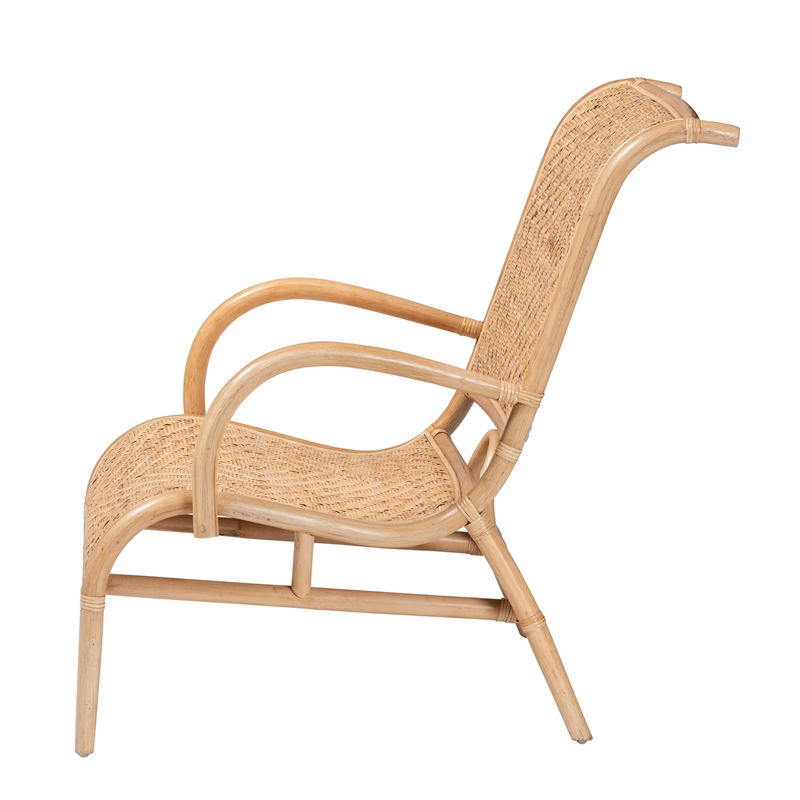 bali & pari Madura Modern Rattan Lounge Chair in Natural Brown