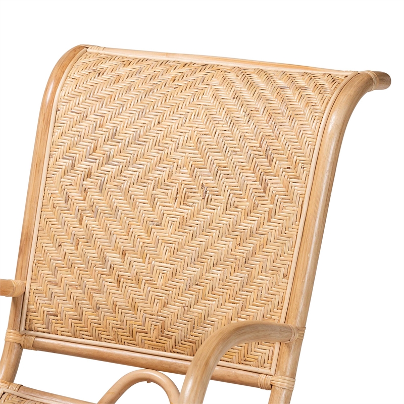 bali & pari Madura Modern Rattan Lounge Chair in Natural Brown
