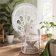 bali & pari Ediva Modern Natural Rattan Peacock Accent Chair in White
