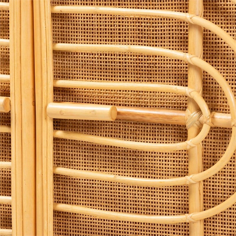 bali & pari Ovalet 2-Door Modern Rattan Sideboard in Natural Brown