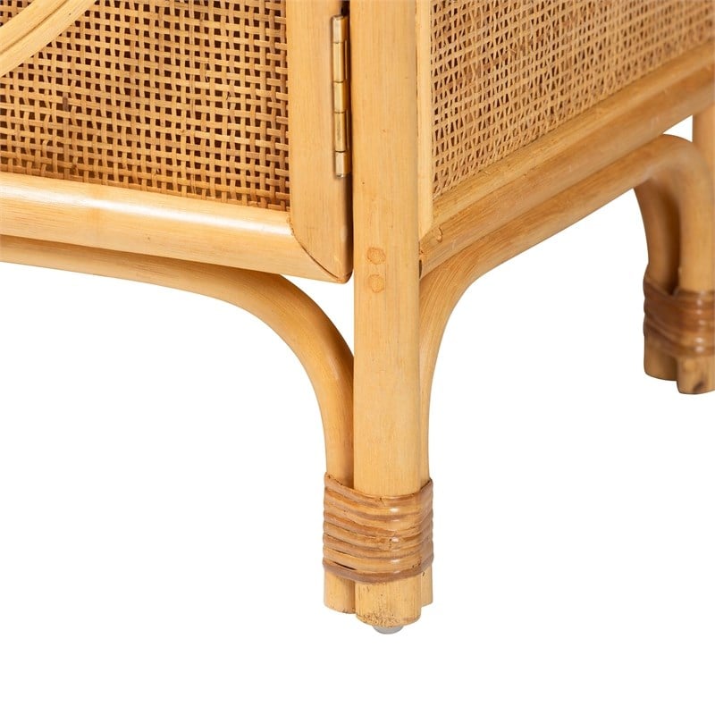 bali & pari Ovalet 2-Door Modern Rattan Sideboard in Natural Brown