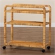 bali & pari Delphine Modern Bohemian Rattan Kitchen Cart in Natural Brown