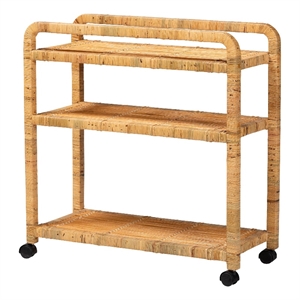 bali & pari delphine modern bohemian rattan kitchen cart in natural brown