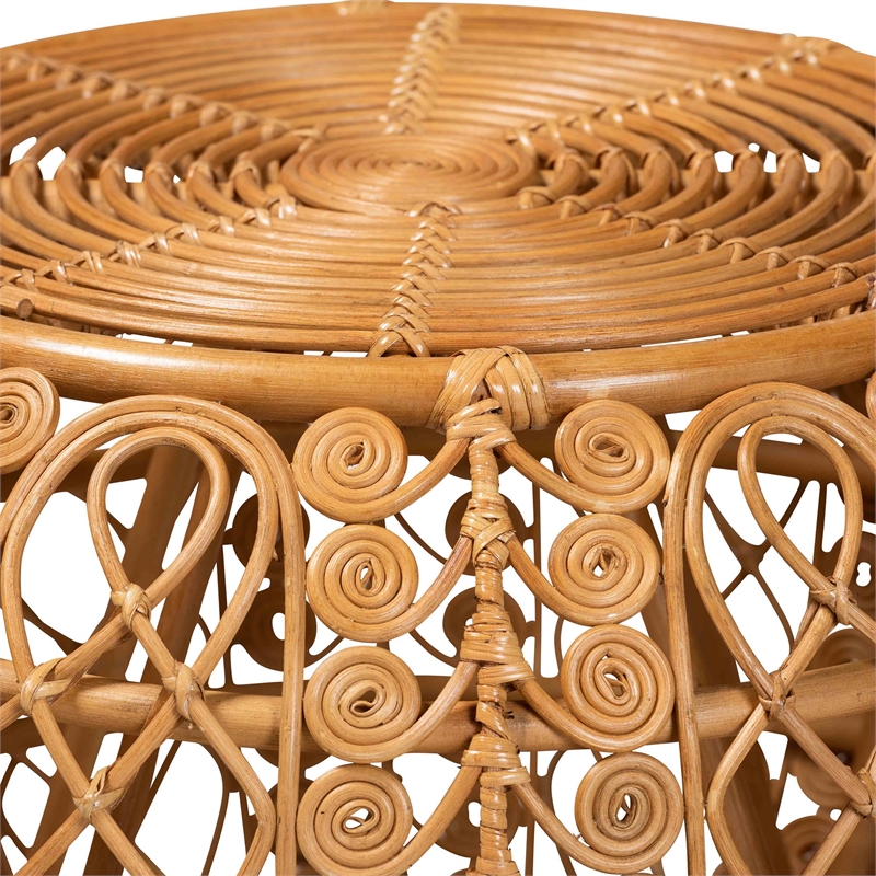 bali & pari Tiramisu Modern Bohemian Rattan Coffee Table in Natural Brown