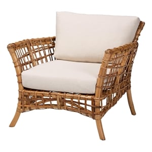 bali & pari Babette Modern Bohemian Rattan Arm Chair in Natural Brown