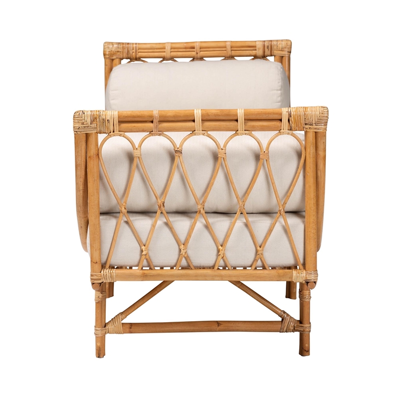 bali & pari Macias Modern Bohemian Rattan Daybed in Natural Brown