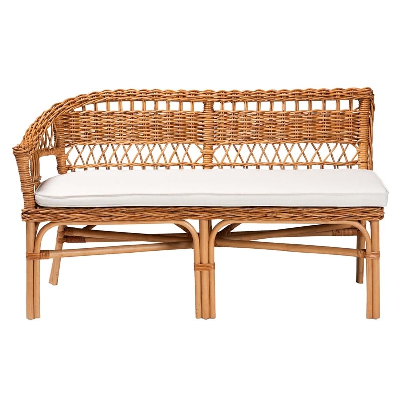 bali & pari Nella 2-Piece Rattan Dining Nook Banquette Set in Natural Brown