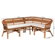 bali & pari Nella 2-Piece Rattan Dining Nook Banquette Set in Natural Brown