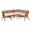 bali & pari Nella 2-Piece Rattan Dining Nook Banquette Set in Natural Brown