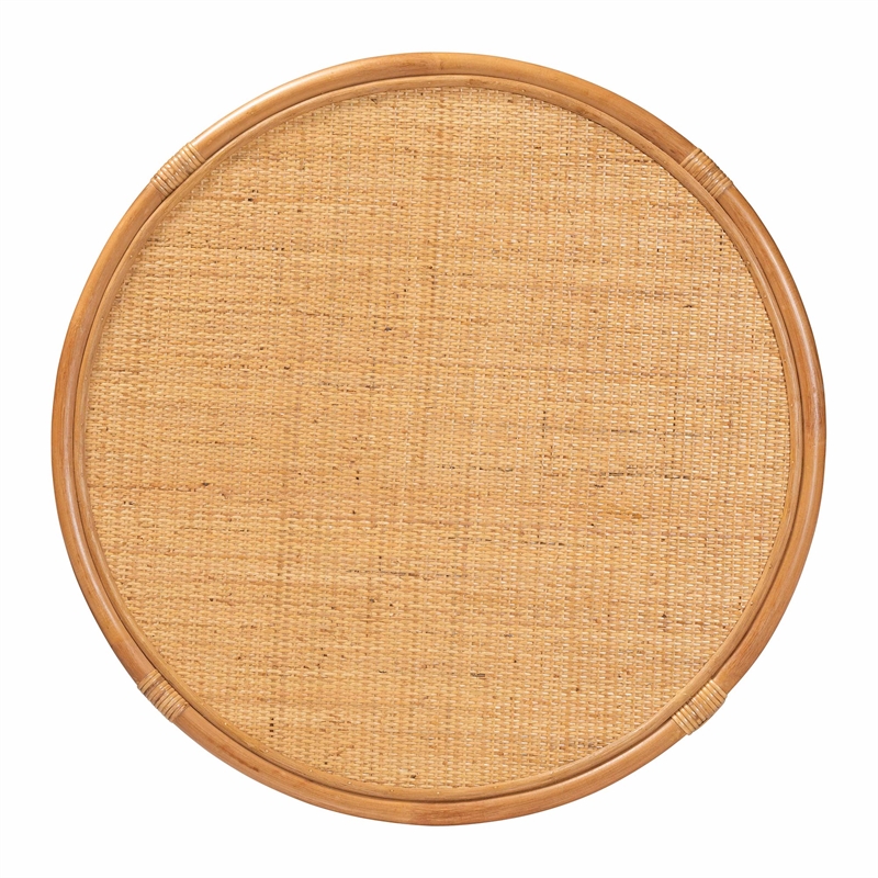 bali & pari Louis Modern Bohemian Rattan Coffee Table in Natural Brown