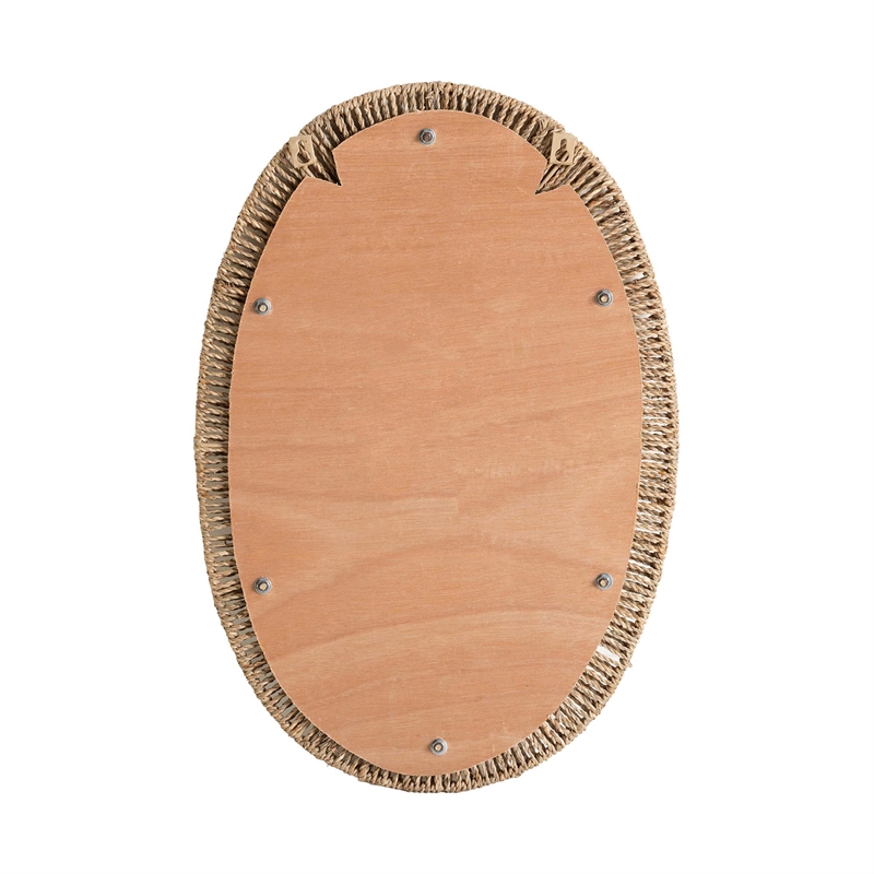 bali & pari Elwyn Metal & Seagrass Accent Wall Mirror in Natural Brown