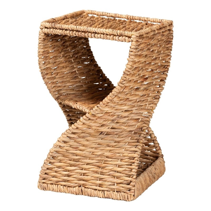 bali & pari Pelleas 2-Shelf Seagrass & Metal End Table in Natural Brown