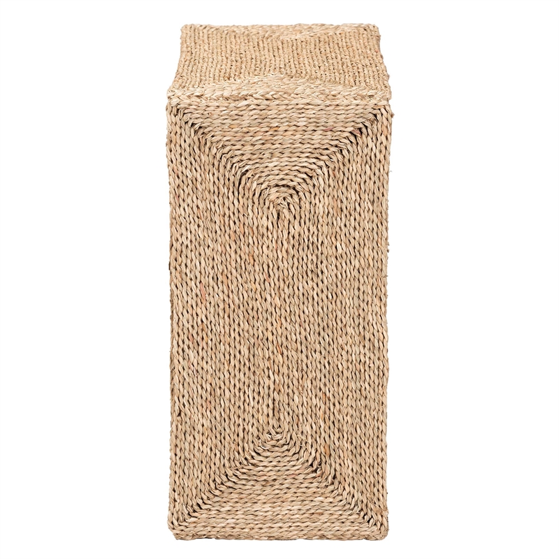 bali & pari Adonica 1-Shelf Seagrass & Wood End Table in Natural Brown