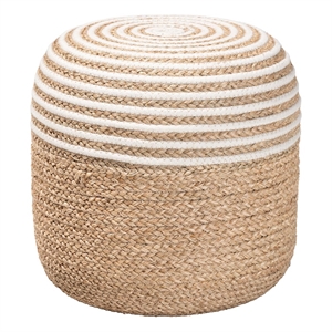bali & pari Nequiel 16.1&quot Seagrass & Cotton Ottoman Footstool in Natural Brown