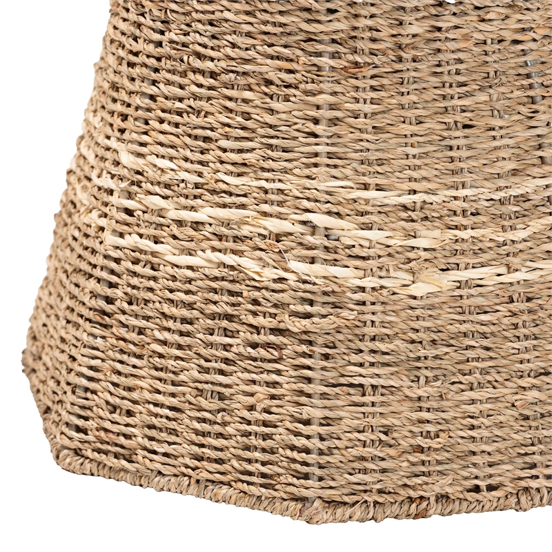 bali & pari Idoya Octagon Seagrass & Metal End Table in Natural Brown
