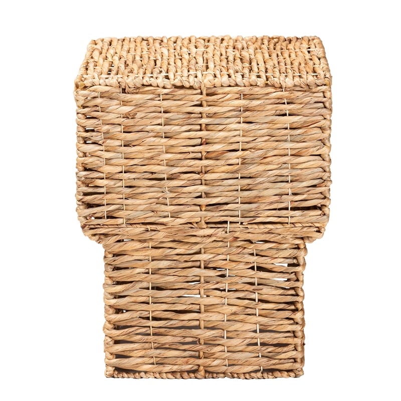 bali & pari Raziel Square Seagrass & Wood End Table in Natural Brown