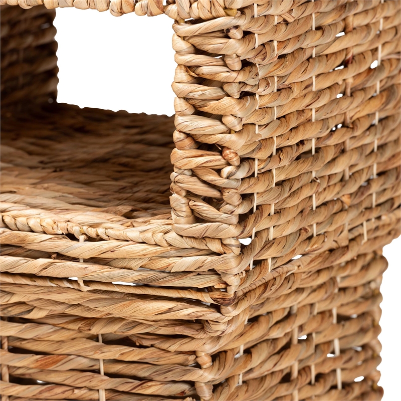 bali & pari Raziel Square Seagrass & Wood End Table in Natural Brown