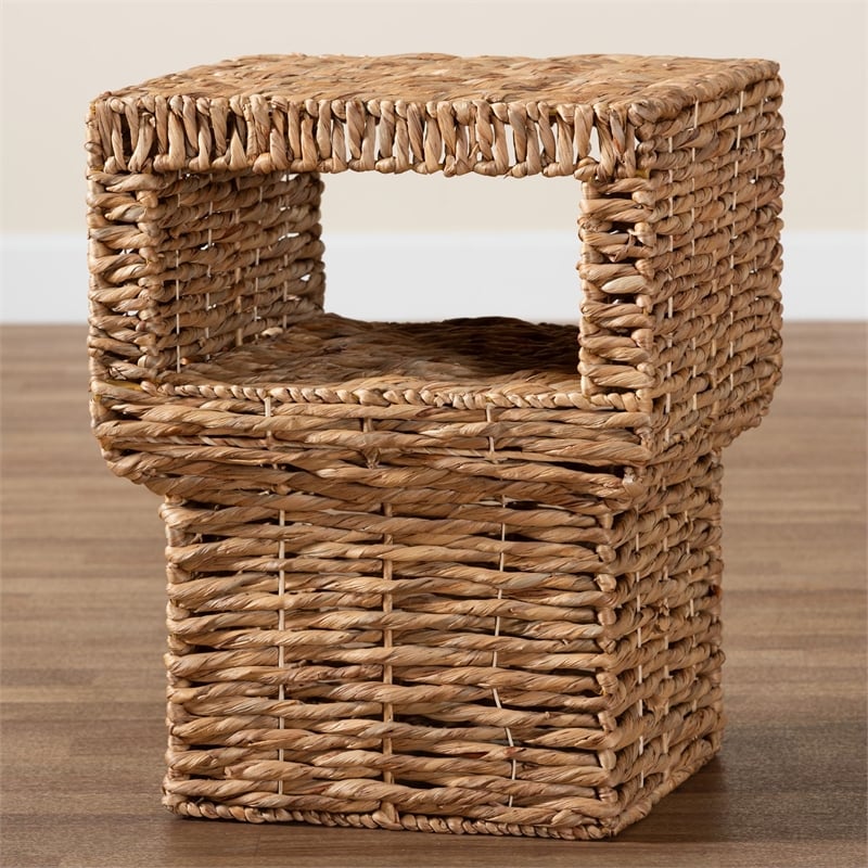bali & pari Raziel Square Seagrass & Wood End Table in Natural Brown