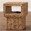 bali & pari Raziel Square Seagrass & Wood End Table in Natural Brown