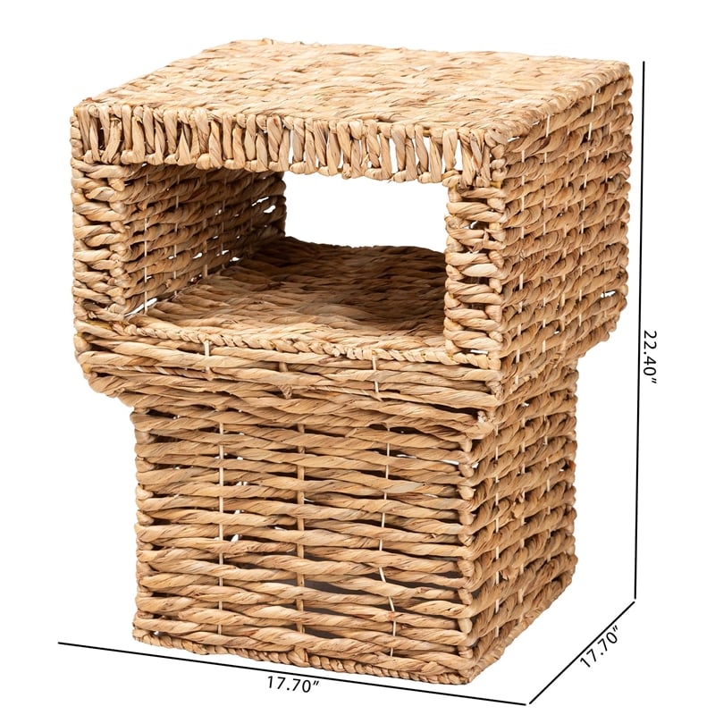 bali & pari Raziel Square Seagrass & Wood End Table in Natural Brown