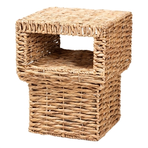bali & pari Raziel Square Seagrass & Wood End Table in Natural Brown