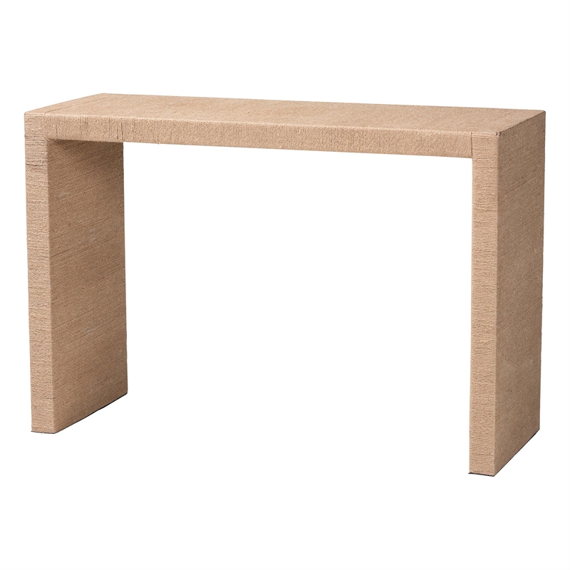 bali & pari Colandra Rectangular Seagrass & Wood Console Table in Natural Brown