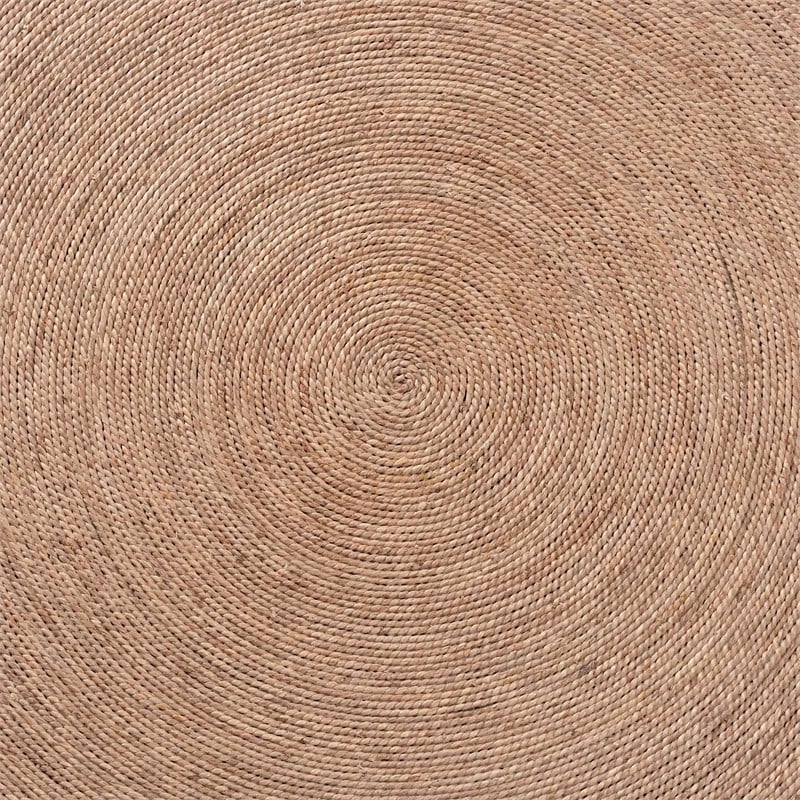 bali & pari Bistra Round Seagrass & Wood Dining Table in Natural Brown