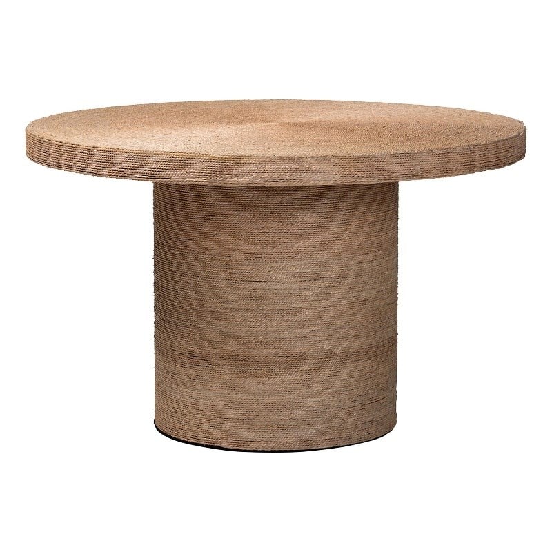 bali & pari Bistra Round Seagrass & Wood Dining Table in Natural Brown