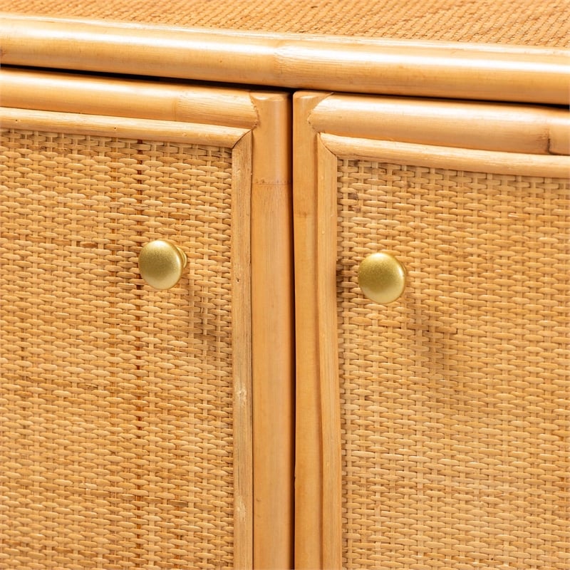 bali & pari Serissa 2-Door Rattan Storage Cabinet in Natural Brown
