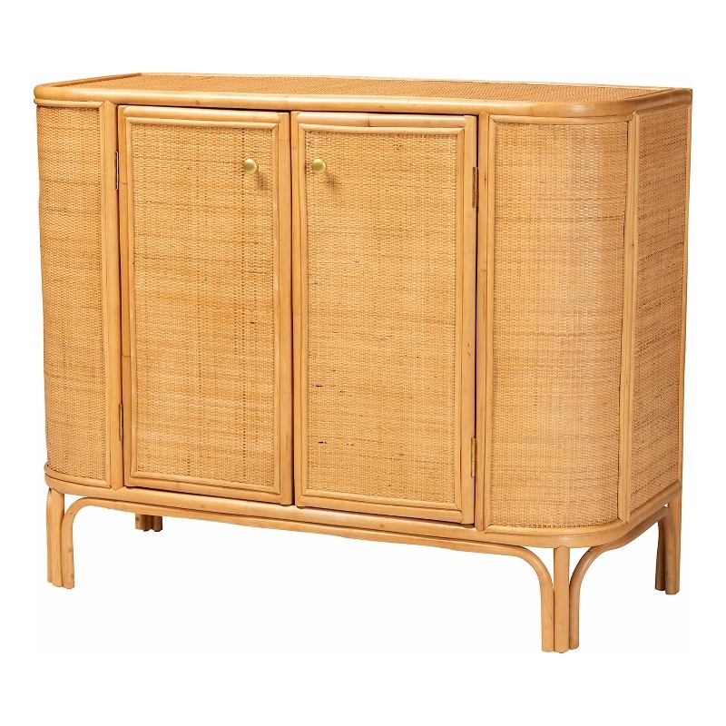 bali & pari Serissa 2-Door Rattan Storage Cabinet in Natural Brown