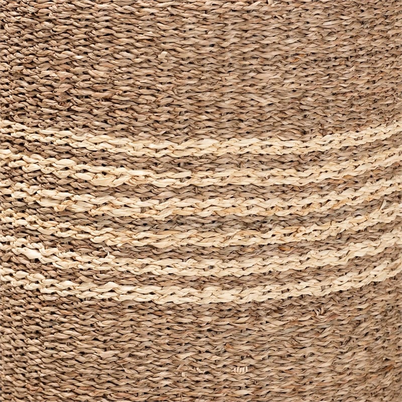 bali & pari Wickham Round Seagrass Rattan Ottoman Footstool in Natural Brown
