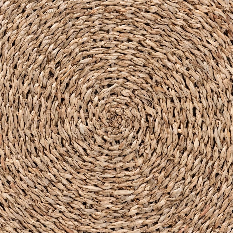 bali & pari Wickham Round Seagrass Rattan Ottoman Footstool in Natural Brown