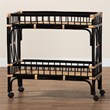 bali & pari Dalinda Two-Tone Black and Natural Brown Rattan 2-Tier Kitchen Cart