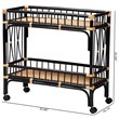bali & pari Dalinda Two-Tone Black and Natural Brown Rattan 2-Tier Kitchen Cart