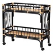 bali & pari Dalinda Two-Tone Black and Natural Brown Rattan 2-Tier Kitchen Cart