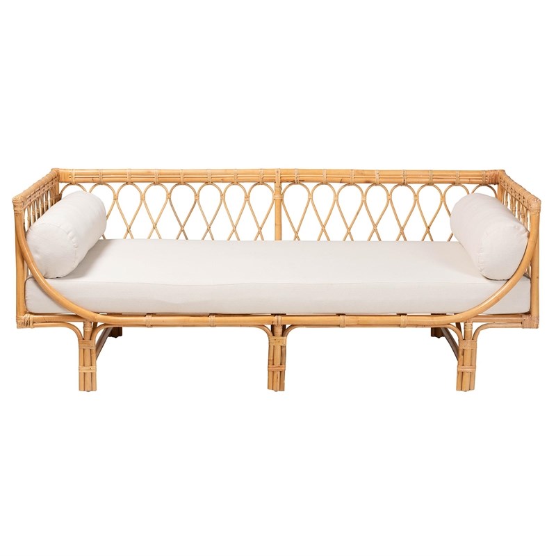 bali & pari Davida Modern Bohemian Natural Brown Rattan Daybed
