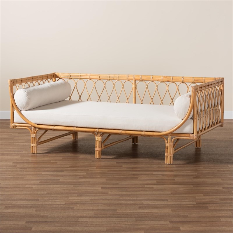 bali & pari Davida Modern Bohemian Natural Brown Rattan Daybed