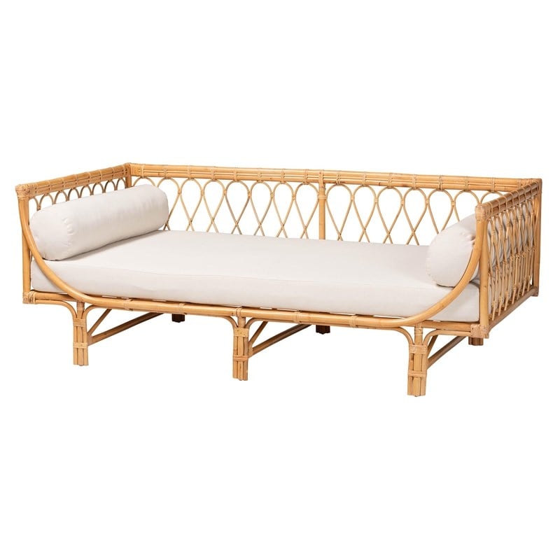 bali & pari Davida Modern Bohemian Natural Brown Rattan Daybed