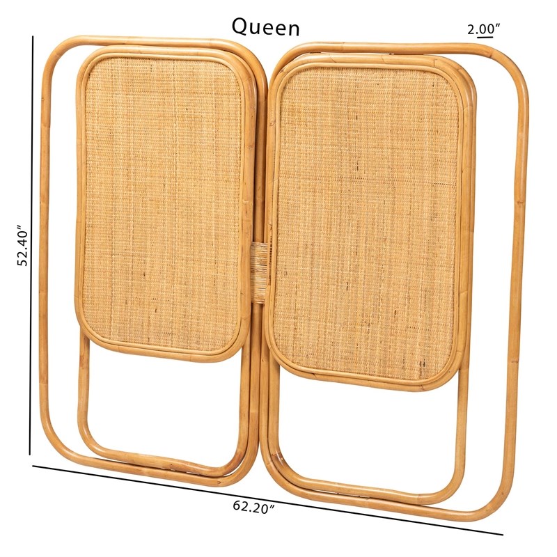 bali & pari Gowan Natural Brown Rattan Queen Size Standalone Headboard