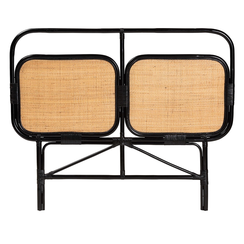 bali & pari Ramsey Black and Brown Rattan King Size Standalone Headboard