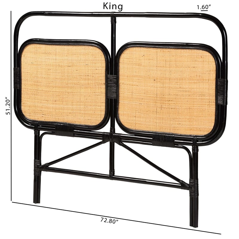 bali & pari Ramsey Black and Brown Rattan King Size Standalone Headboard