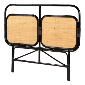bali & pari Ramsey Black and Brown Rattan King Size Standalone Headboard