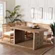bali & pari Abella Modern Bohemian Honey Rattan 4-Piece Dining Nook Set