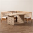 bali & pari Abella Modern Bohemian Honey Rattan 4-Piece Dining Nook Set