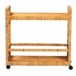 bali & pari Genet Natural Brown Rattan and Teak Wood 2-Tier Kitchen Cart