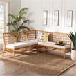 bali & pari Capella Honey Rattan 3-Piece Dining Nook Banquette Set