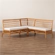 bali & pari Capella Honey Rattan 3-Piece Dining Nook Banquette Set