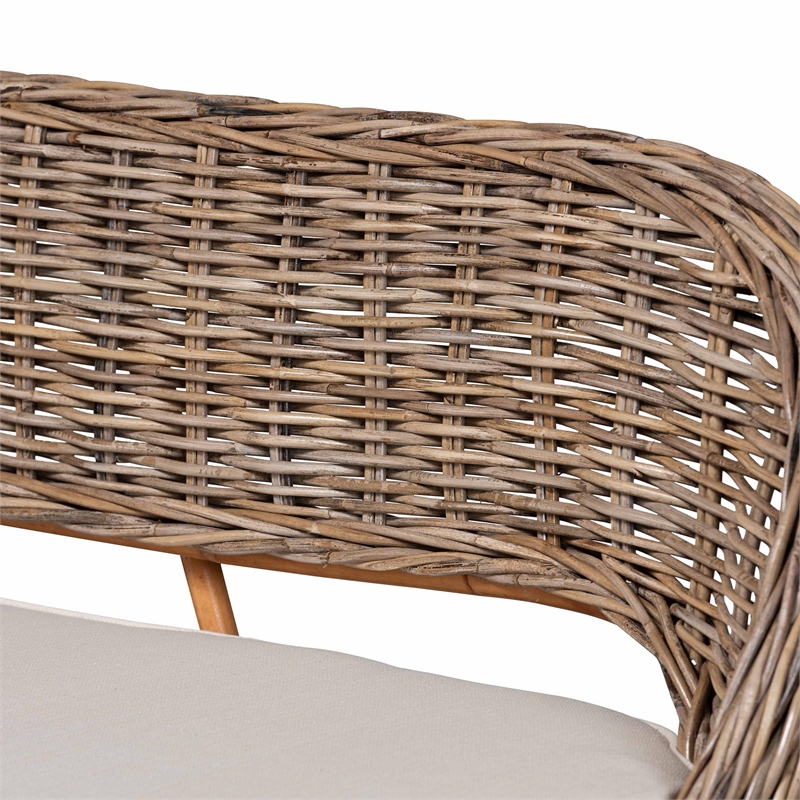 bali & pari Raisa Gray Seagrass and Acacia Wood 2-Piece Dining Nook Set